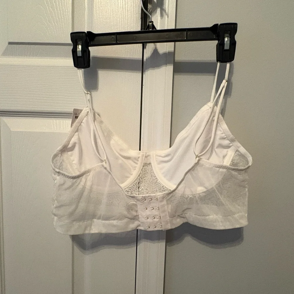 Anthropologie Sequin Lace Bralette - White L